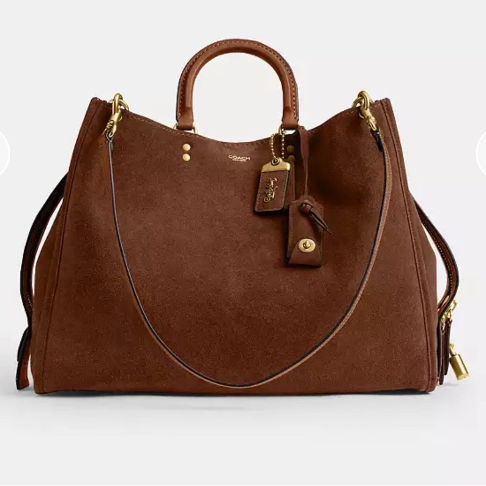 Coach Rogue 40 Brown Suede Tote Bag